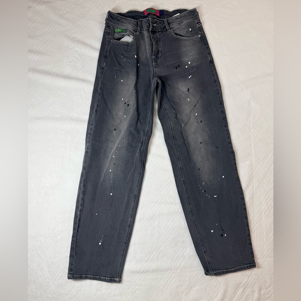 Empyre Womens Size 2  TARA Denim Jeans Med Wash Baggy Skater  Y2K Grey Deadstock